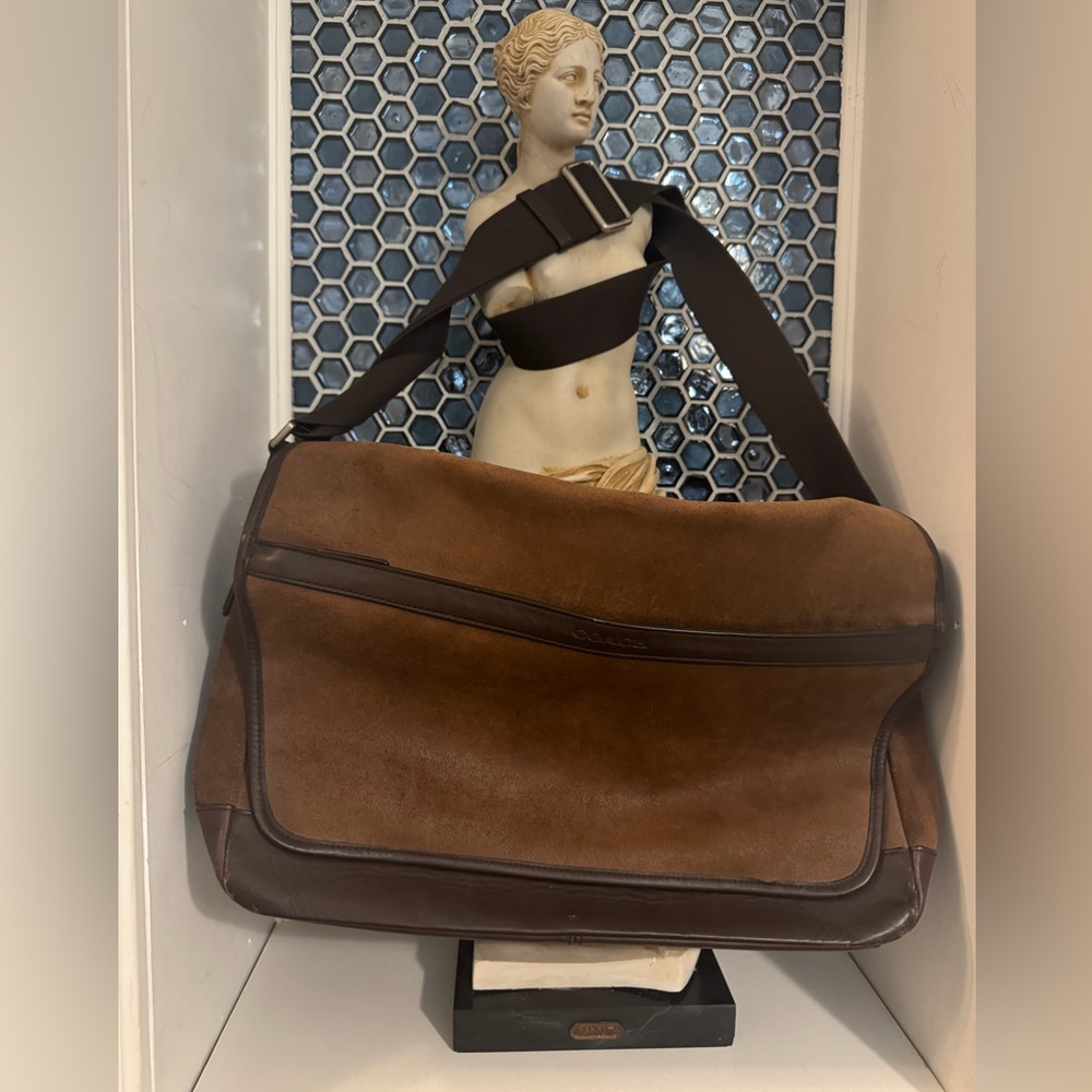 Coach Camden Brown Leather Suede Messenger Laptop Satchel Bag D1461-F71345